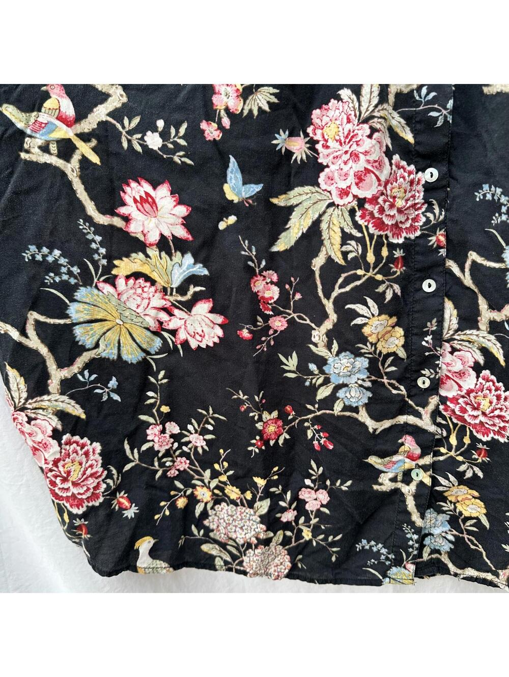 GP and J Baker x H&M Black Floral Button-Up Blouse with Bird Print Size 12 - Picture 9 of 9